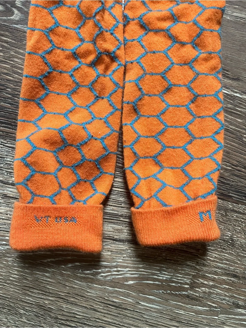 Darn Tough 1862 Merino Wool Knee High Ski Snowboard Socks, orange/blue honeycomb